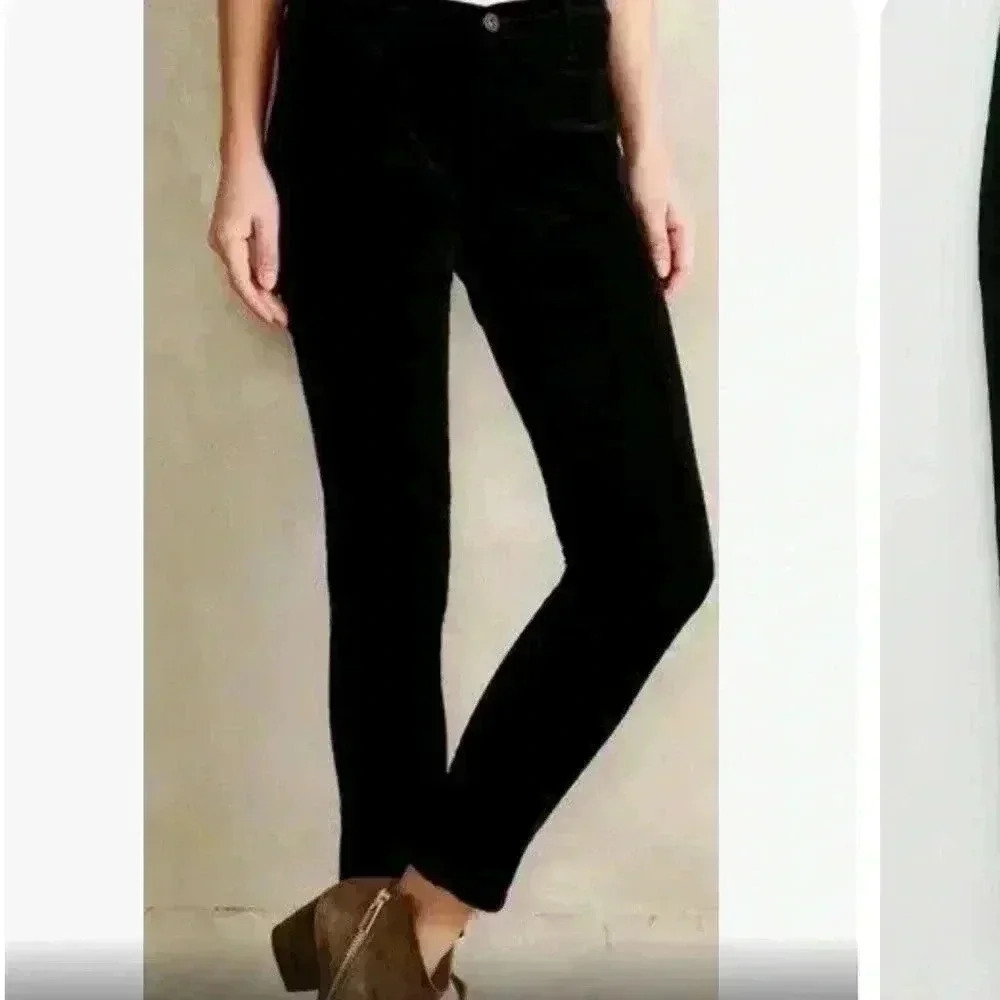 AG Goldschmied Stevie Ankle Jodhpur Slim Straight Ankle Mid Rise Black Cord 26